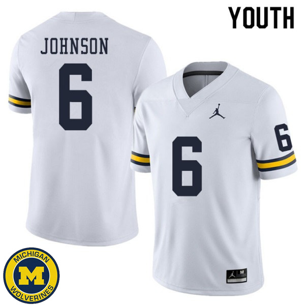 Youth University of Michigan #6 Cornelius Johnson White Alumni Jersey